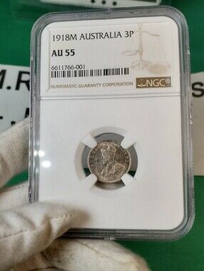 1918-M australia threepence - ngc au 55 - stunning wwi era silver